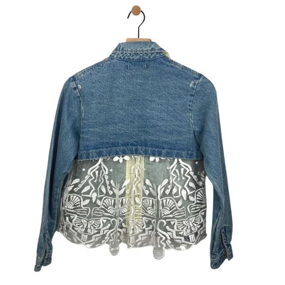 Sea New York Denim Shacket Shirt Jacket Crochet Lace 0 - Picture 11 of 13